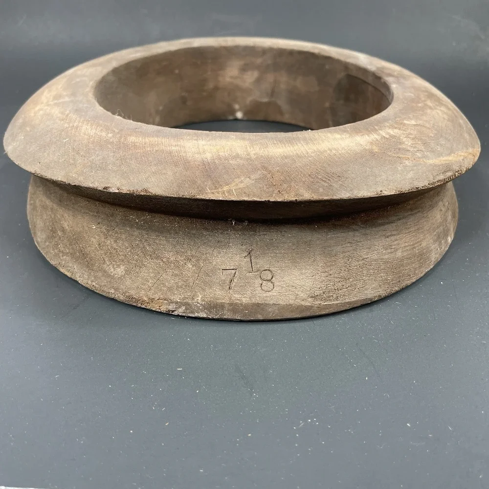 Antique Unmarked Wood Hat Block Millinery Hatters Brim Mold Form 7 1/8 2 1/2